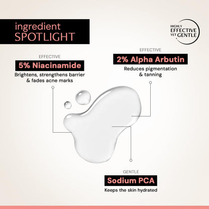Skincare product with labeled ingredients on a light background