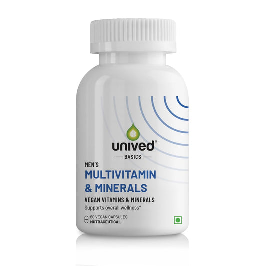 Zephivo Unived Basics Multivitamin & Minerals Capsule for Men | 100% RDA of all Vitamins with Algae Calcium & Plant-Based Vitamin D3 plus Important Minerals | Complete formulation for Health & Wellbeing
