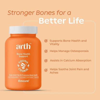 Arth Calcium and Vitamin D3 Tablets for Men & Women - 60 Veg Tablets | Supports Bone, Joint & Muscle Function | 1000mg Coral Calcium with 60% Higher Absorption & 600 IU Vitamin D3