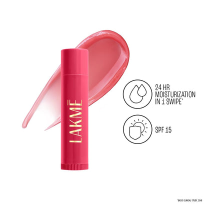 Lakme Lip Love Care Stick Cherry, with 10% Vitamin E Complex, nourished with Shea & Cocoa Butter and enriched with Almond & Jojoba Oil for 24hr moisturization in just 1 swipe, with SPF 15, 4.5g