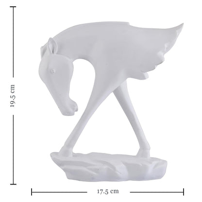Elegant White Horse Artefact for Home and Office Décor (Pack of 1, White)