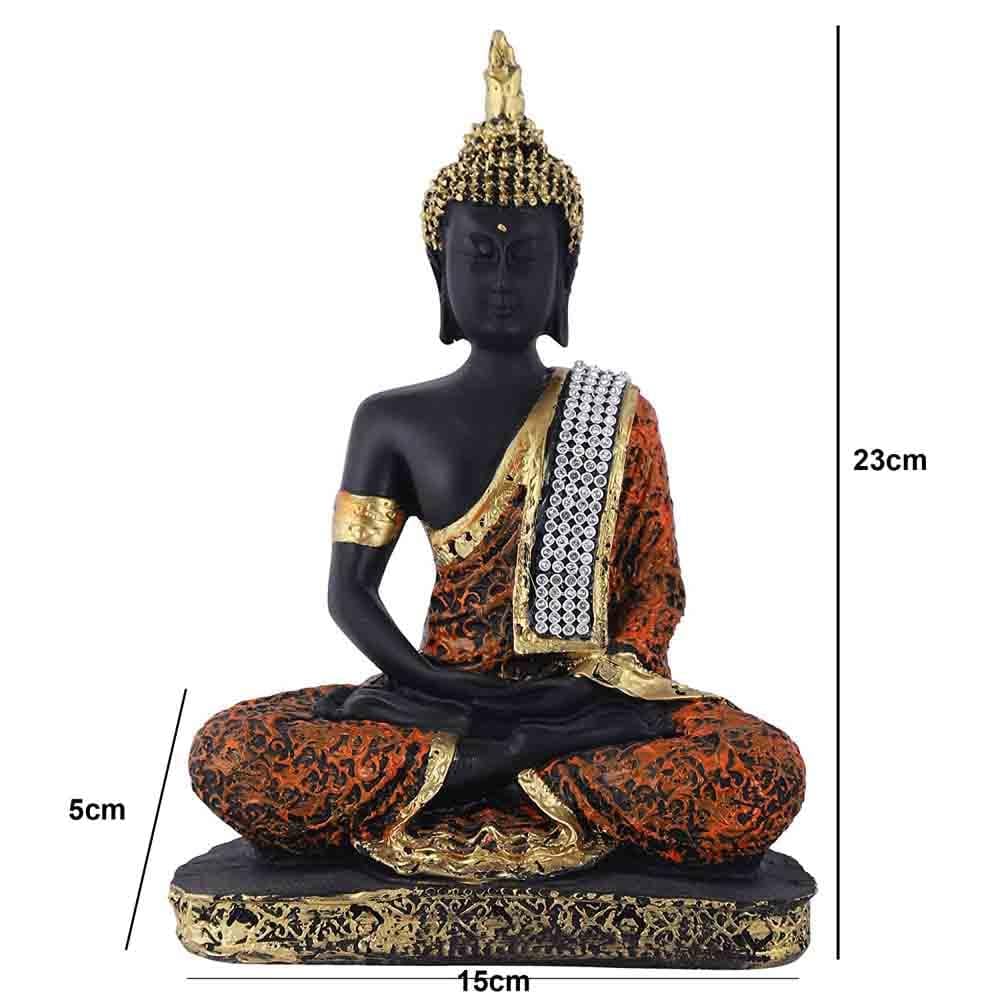 Meditating Sitting Buddha Statue showpiece Idol Home Decor Items for Living Room and Gifts(Orange,Black)