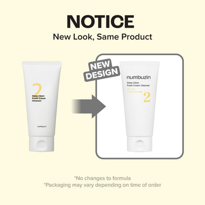 numbuzin No.2 Deep Clean Fresh Cream Cleanser, 4.05oz/ 120ml | Whipped cream foam, Deep Pore Cleansing, Natural cleaning ingredient, Moisturizing