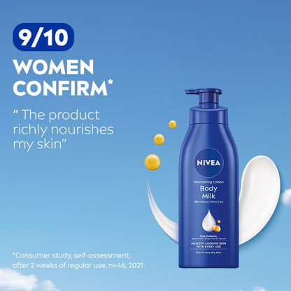 NIVEA Nourishing Body Milk 400ml Body Lotion with Hyaluronic Acid | 72Hr Hydration | Deep Moisture Care for Very Dry Skin | Enriched with Almond Oil | Smooth, Radiant & Healthy Looking Skin Care