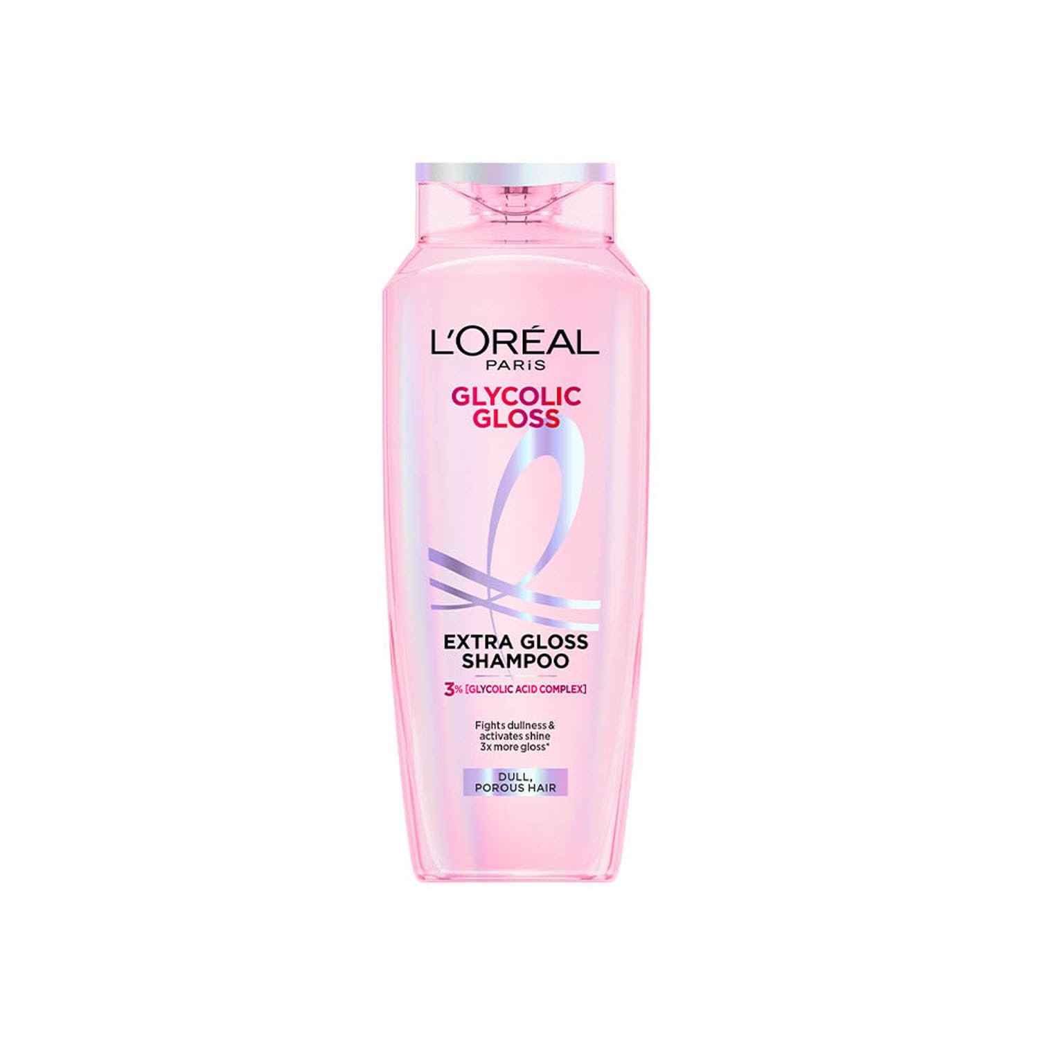L'Oreal Glycolic Gloss shampoo bottle on a white background