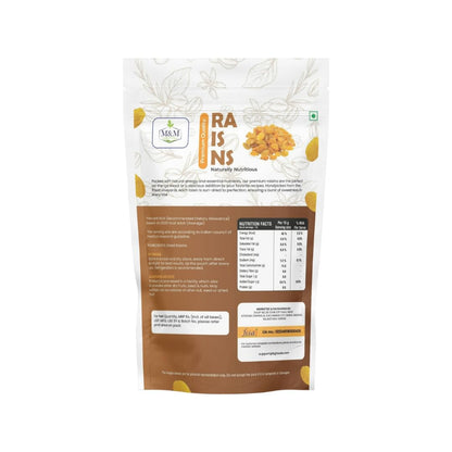 M&M Varietywala Premium Seedless Raisins | 200g | Green Kishmish, Zip Lock Pouch, Sweet Dried Grapes, Rich in Iron, Healthy Breakfast Topping, 100% Natural Raisins