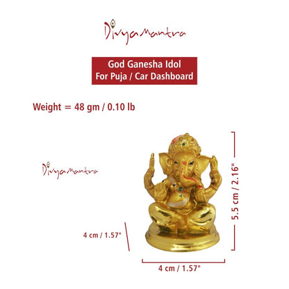 Hindu God Ganeshji Idol Sculpture Statue Puja/Car Dashboard Murti for Good Luck Financial Prosperity