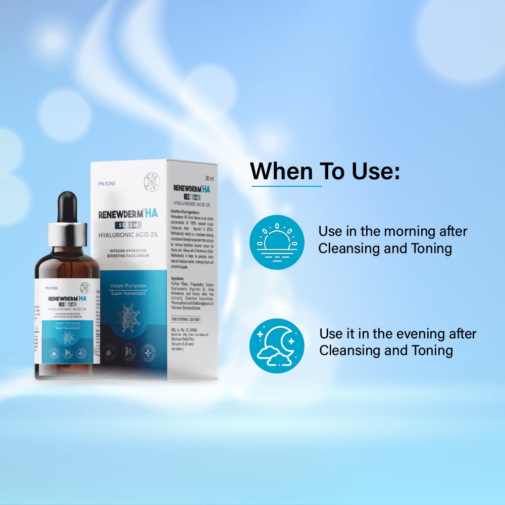 RENEWDERM HA SERUM WITH HYALURONIC ACID INTENSE HYDRATION BOOSTING FACE-SERUM | Instant Plumpness | Soft Smooth and Supple Skin | Super Humectant, 30 ml