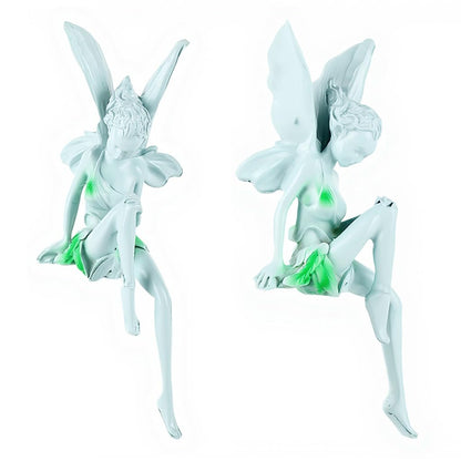 Angel Statue Fairy Figurine Resin Sitting Green Dress Garden Decor