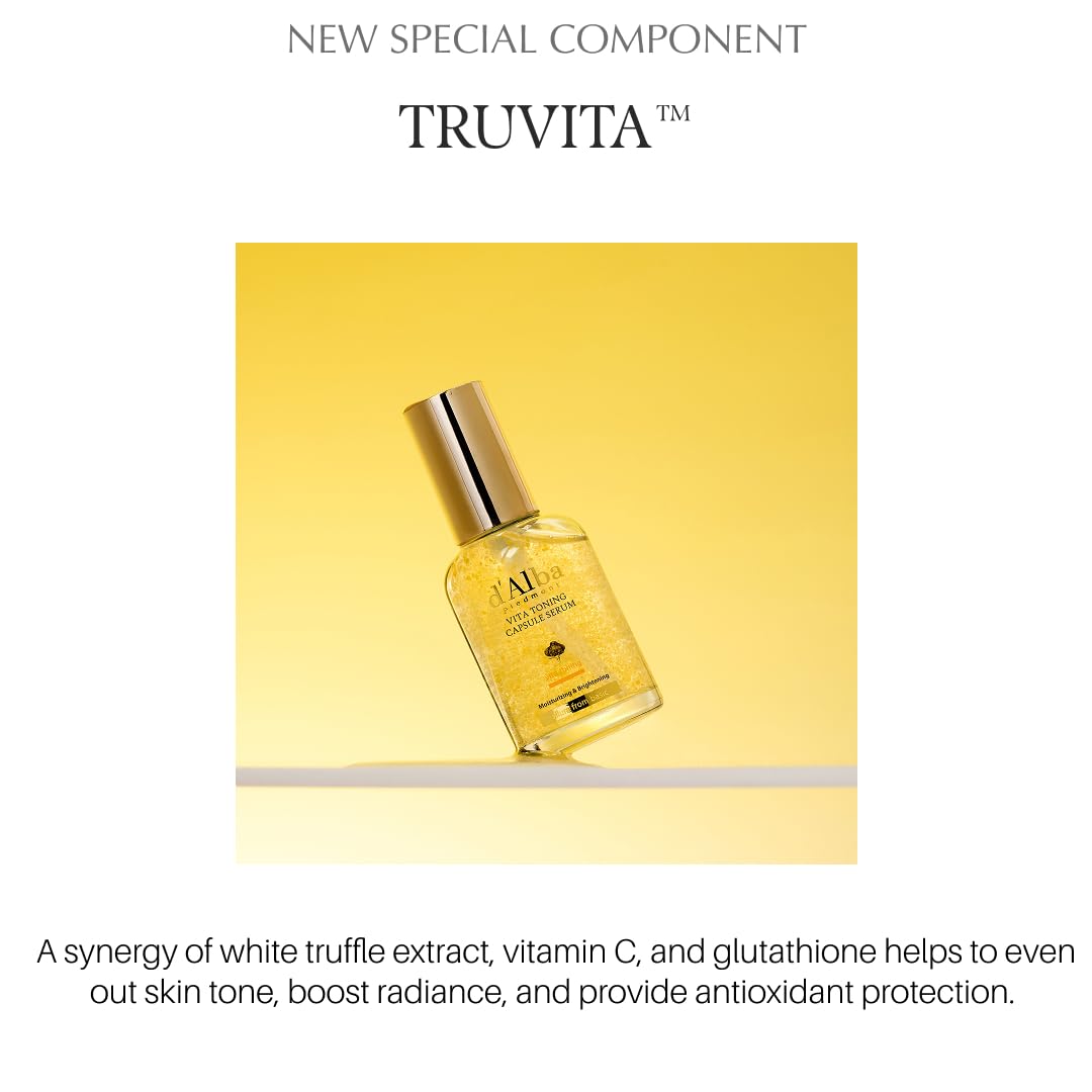 d'alba Piedmont Vita Toning Capsule Serum, Daily Vita Boost for Luminous Skin, Infused with ceramides, Vitamin K/E, and 80.34% Damask Rose Water, plus 2% niacinamide and Vitamin C for ultimate hydration, glow, and revitalization, 50ml