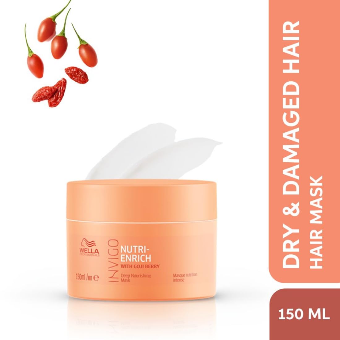 Wella Invigo Nutri-Enrich hair mask jar with red berries on a white background