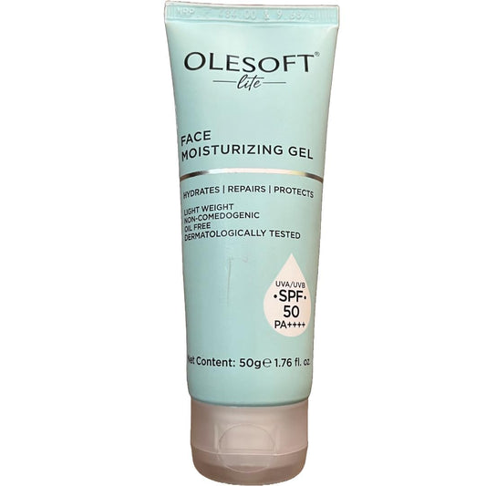 Olesoft Lite Face Moisturizing Gel Spf 50 | Broad Spectrum UVA/UVB Protection | Lightweight, Non-Greasy Sunscreen for All Skin Types – 50g
