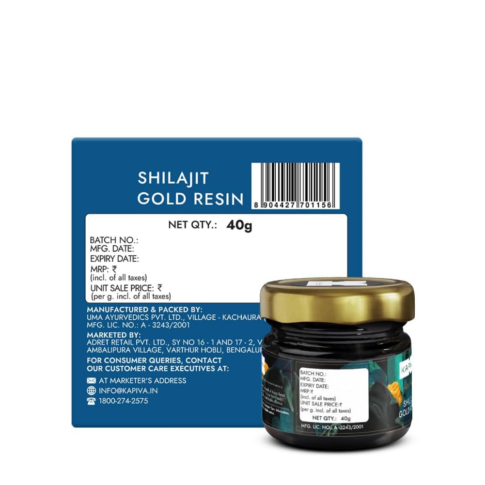 Kapiva Shilajit/Shilajeet Gold Resin - 40g | Super Saver Pack | 500mg/Serving | 80 Servings | Boost Muscle Growth & Stamina | Contains 24 Carat Gold | 100% Ayurvedic