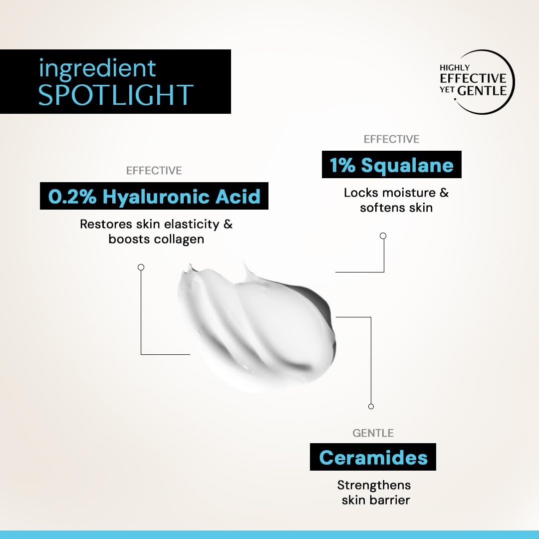Skincare product with labeled ingredients on a light background