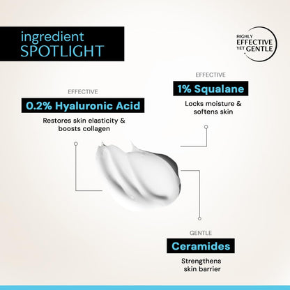 Skincare product with labeled ingredients on a light background