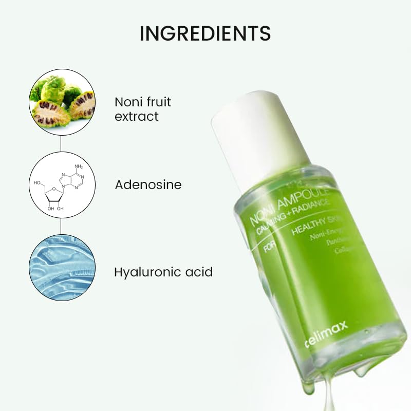 celimax The Real Noni Energy Ampoule (50ml) Hydrating Nourishing Korean Face Serum with Noni Extract, Deep Moisture, Anti-Aging, Skin Elasticity, Glow Booster, Lightweight Daily Ampoule for All Skin Types