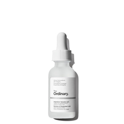 The Ordinary skincare serum bottle on a white background