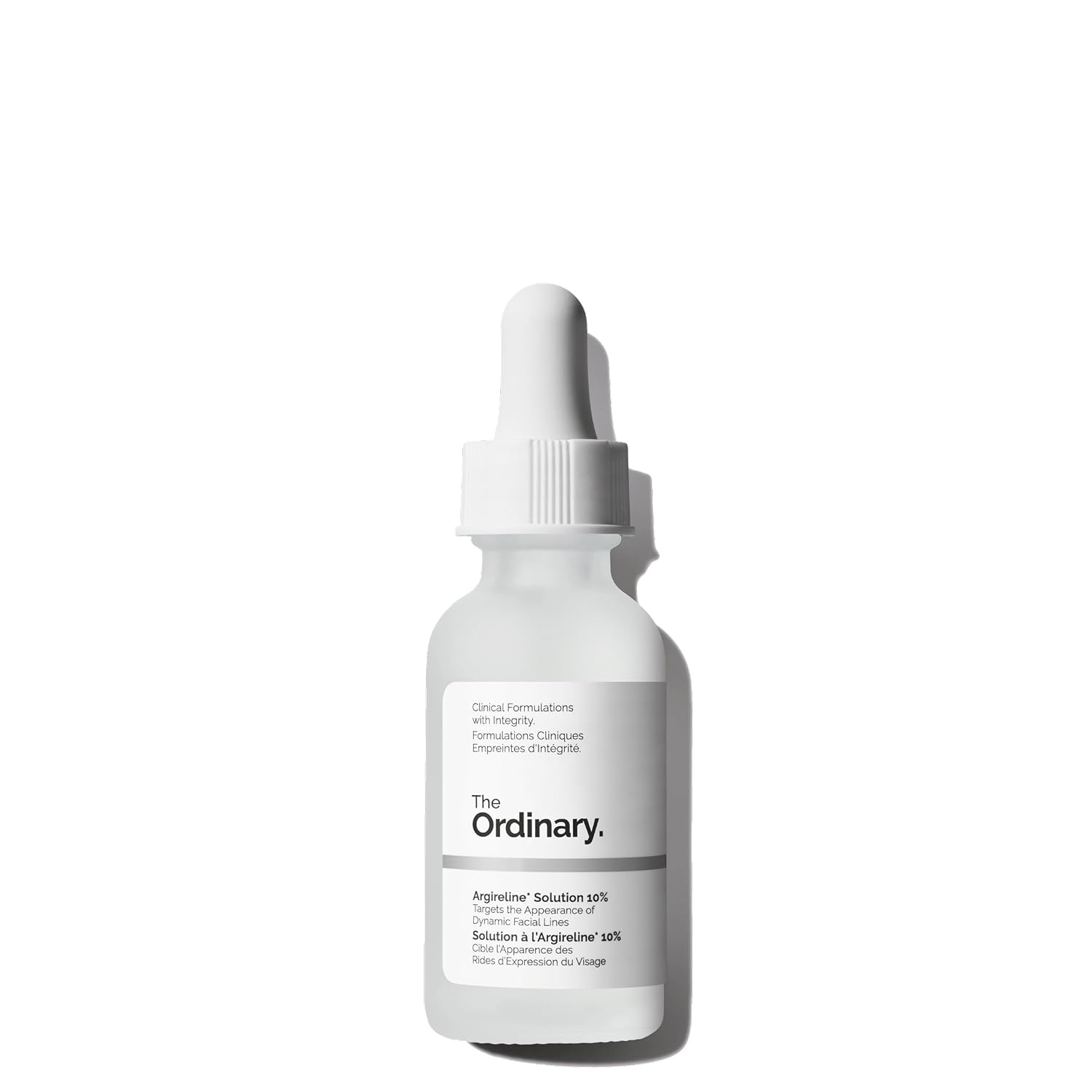 The Ordinary skincare serum bottle on a white background