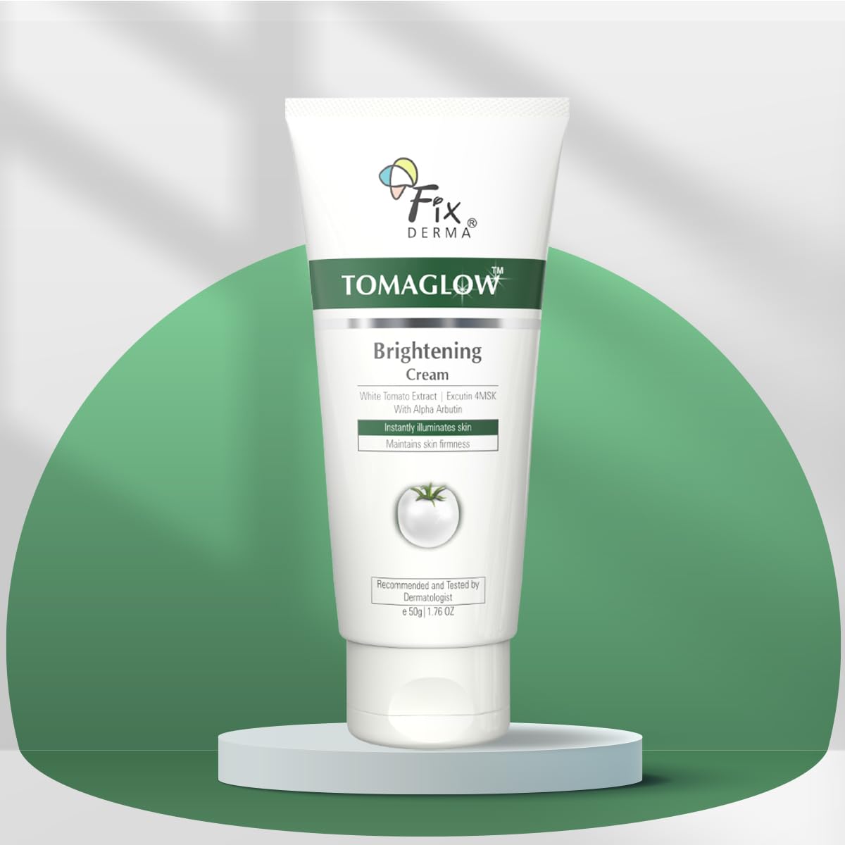 FIXDERMA Tomaglow Brightening Face Cream With White Tomato Extract, Excutin 4MSK With 2% Alpha Arbutin 4% Niacinamide, Lightens Dark Spots & Instantly Illuminates Skin, Face Cream For Unisex - 50G