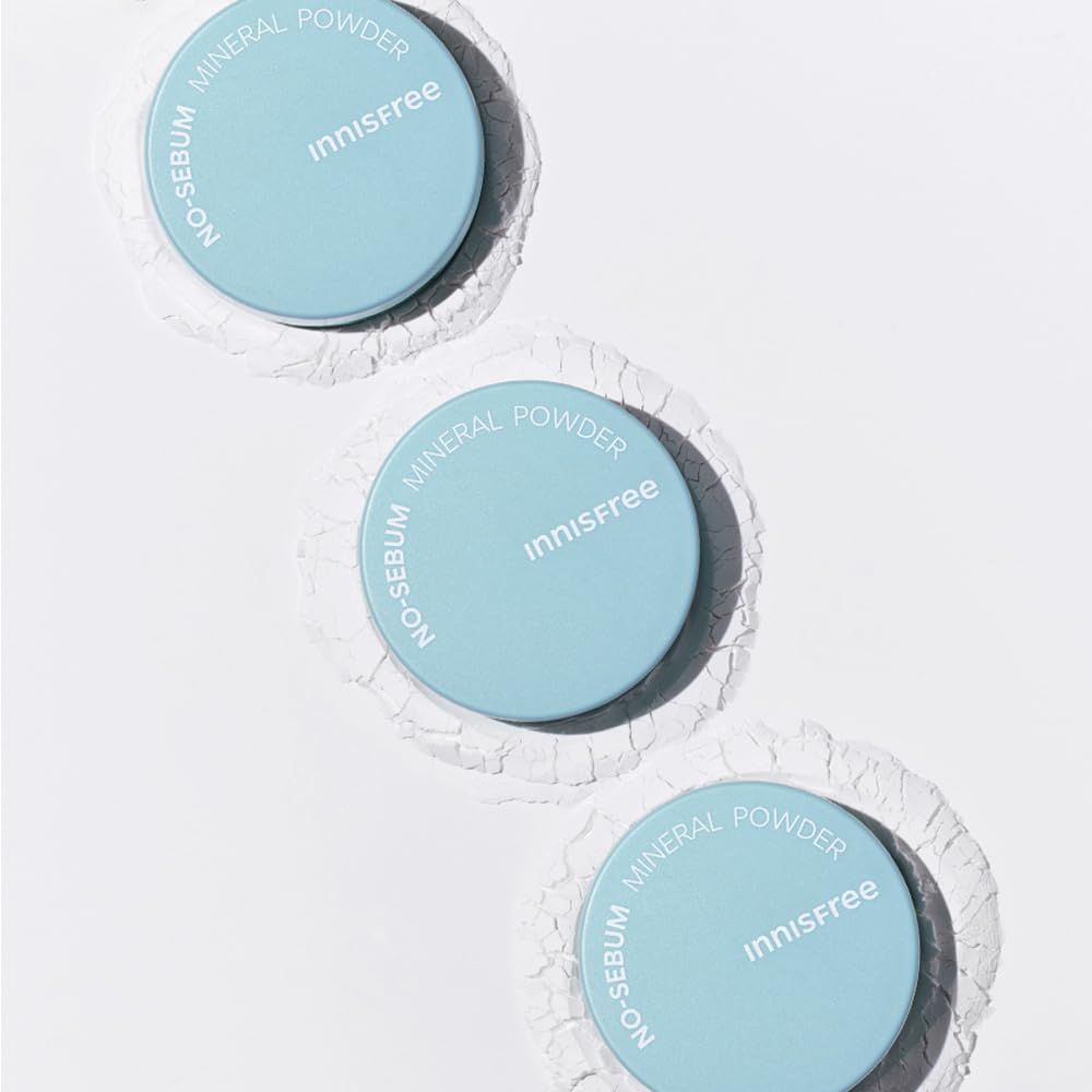 Innisfree No Sebum Mineral Natural Powder 5g | Korean Setting Powder for Face | Oil Control for Oily Skin, Makeup Fixer, Reduces Hair Greasiness, Mattifying, Long-Lasting, Compact, Loose Powder