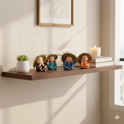 Set of 4 Baby Hat Monk Buddha Idols Showpiece for Car Dashboard Idols/Home Decorative Showpiece & Gifting Ideas Car Dashboard Accessories Size - 6.5Cm