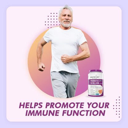 Zephivo HealthyHey Nutrition Probiotics 50 Billion CFU Multi- Strains, 60 Veg. Capsules, Targeted Release Technology, Stomach Acid Resistant, No Need for Refrigeration, Non-GMO, Gluten-Free
