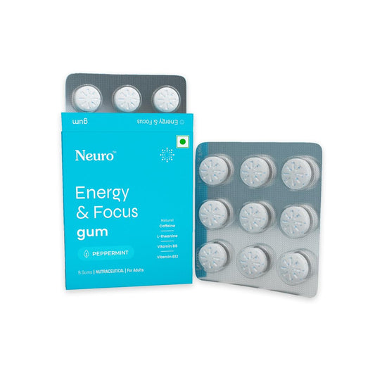 NeuroGum Energy Caffeine Gum - Sugar Free with L-theanine + Natural Caffeine + Vitamin B12 & B6 - Energy & Focus Supplement for Women & Men, Peppermnit Flavor | Pack of 2
