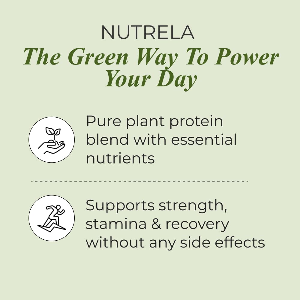 Nutrela Green Plant protein Powder - 500g (Chocolate) | Brown Rice & Pea with Multivitamins & Minerals