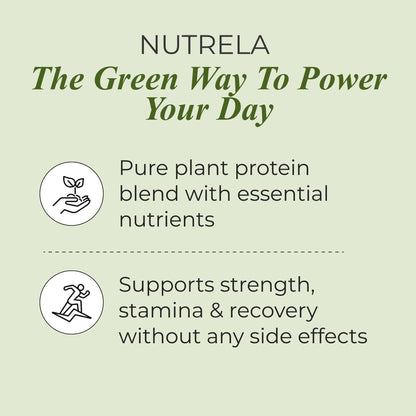 Nutrela Green Plant protein Powder - 500g (Chocolate) | Brown Rice & Pea with Multivitamins & Minerals