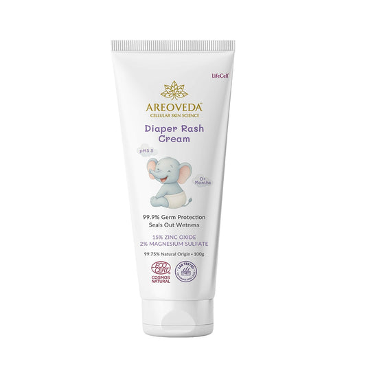 AreoVeda Diaper Rash Cream (100 gm), Suitable for newborns & babies, 15% Zinc Oxide, Prevents & Soothes Rashes from Day 1, Relieves Itchiness & Discomfort