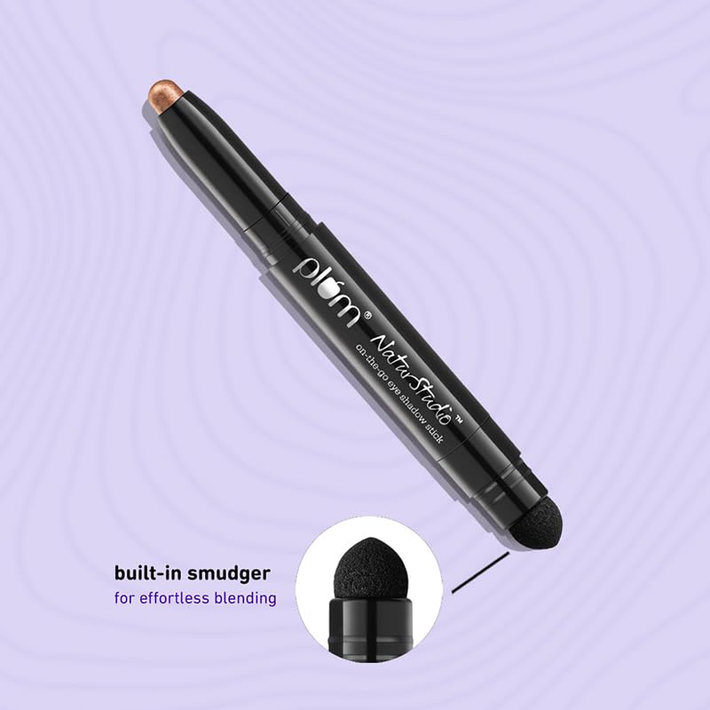 Plum NaturStudio on-the-go Eyeshadow Stick | Waterproof & Crease-proof | Highly Pigmented | With Smudger | Metallic Finish | 124 Forest Fling