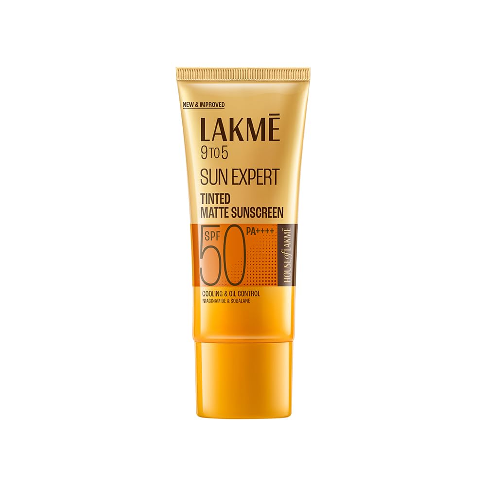 Lakme Sun Expert sunscreen tube on a white background