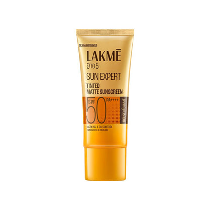 Lakme Sun Expert sunscreen tube on a white background