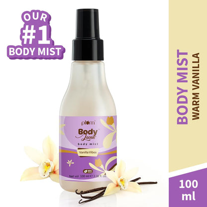 Plum Bodylovin' Vanilla Vibes Body Mist for Women | Long Lasting Vanilla Fragrance with Warm & Cozy Vanila Scent | High on Fun | Travel Friendly Perfume Body Spray - 100ml