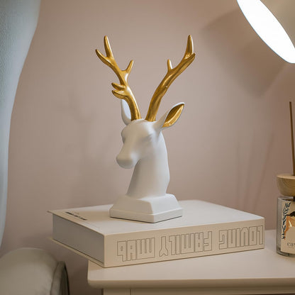 Ceramic White Deer Statue for Home Decor - Aesthetic Showpiece - Decorative Sculpture for Home Decor & Office Decor - 16x8x8 CM