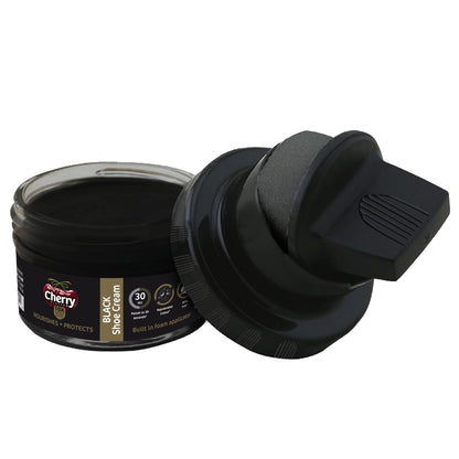 Cherry Blossom Shoe Cream with Built-in Applicator | Premium Leather Care | Rejuvenates Faded Color | Polishes In 30 Secs | 10X More Shine| Mess Free (Black, 48 gm)