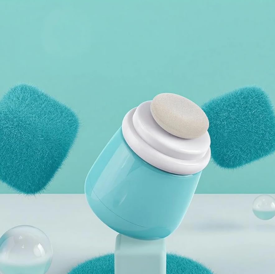Portable Baby Skin Care Baby Powder Puff With Box Holder Container For New Born & Kids For Baby Face & Body (BLUE)
