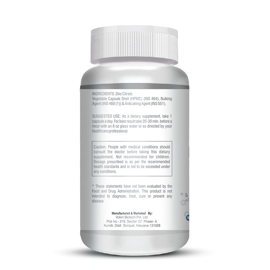 Supplement bottle with label on a white background
