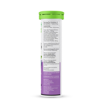 OZiva Phyto Ceramides+ Collagen Builder, Skin Hydration, Blueberry, 15 Tabs