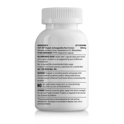 Zephivo Unived KSM-66 Ashwagandha | 600mg Vegan Full Spectrum Root Extract Standardized to 5% Withanolides | for Stress, Anxiety, Endurance, & Strength (60 Vegan Caps)
