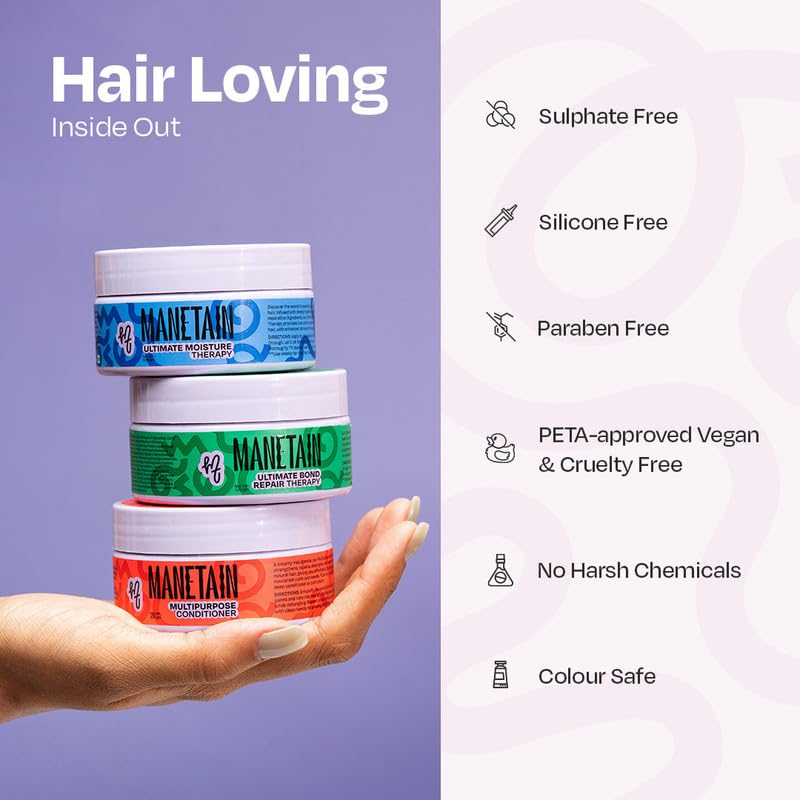 Manetain Ultimate Moisture Therapy 100gm | Deep Hydrating Curl Conditioner for Curly Hair Women & Men | Ultra‑Moisturising Conditioner for Frizzy Hair with Algae Oil & Hyaluronic Acid | CG‑Friendly