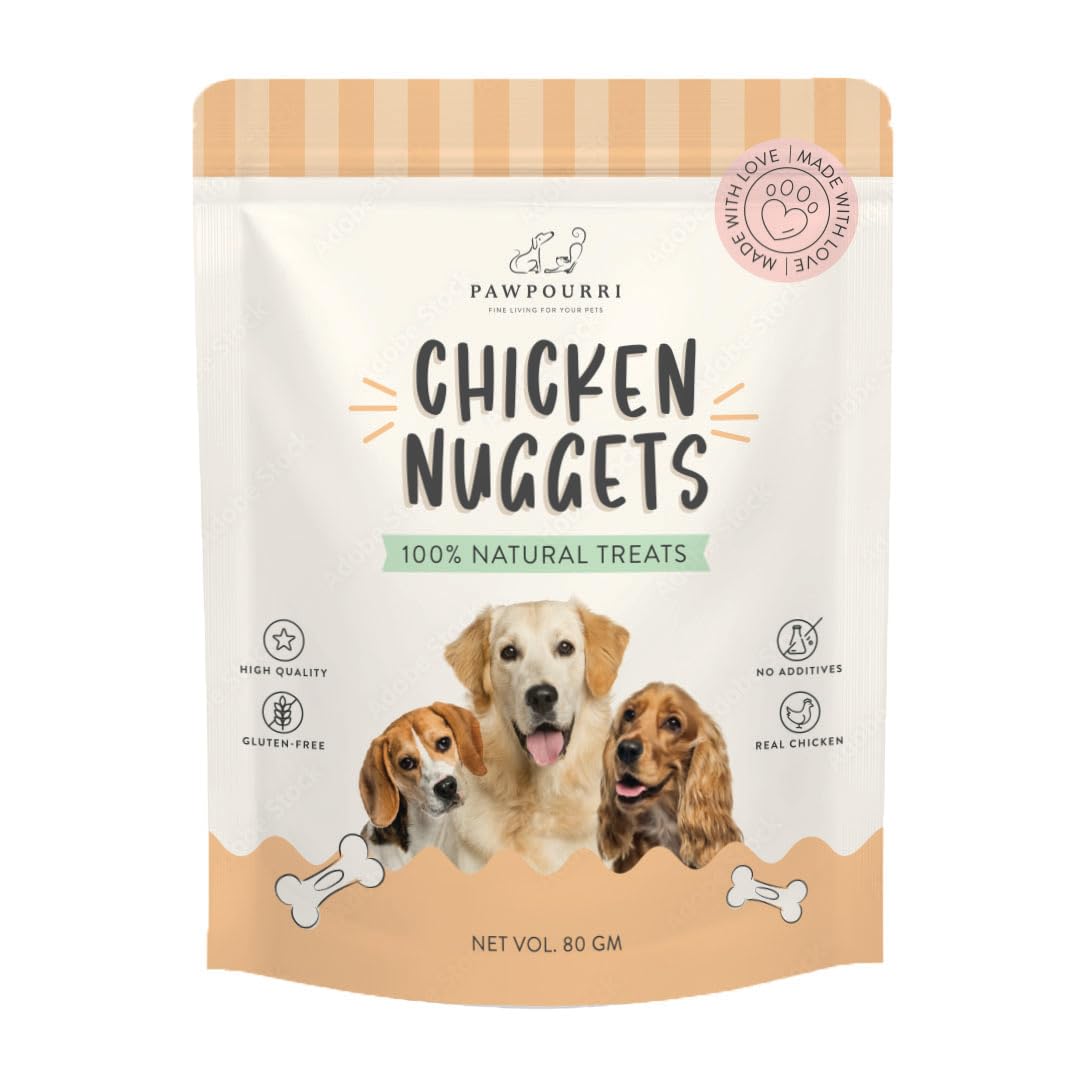 PAWPOURRI Made with 100% Natural Chicken Nuggets Treats (80gm Pack of 1)