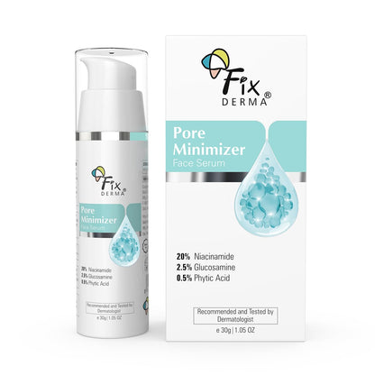 Fixderma 20% Niacinamide Serum for Face for Pore Minimizer with 2.5% Glucosamine & Hyaluronic Acid | Open Pores Serum | Hydrating for Men & Women - 30g