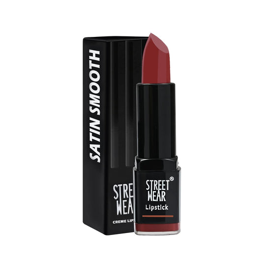 STREET WEAR Satin Smooth Lipstick -CUTE CRIMSON (Berry) - 4.2 gms - Longwear Creme Lipstick, Moisturizing, Creamy Formuation, 100% Color payoff, Enriched with Aloe vera, Vitamin E and Shea Butter