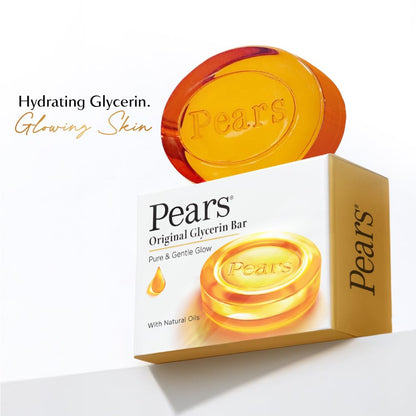 Pears Original Glycerin Soap Bar - Pure & Gentle Glow | With 98% Pure Glycerin | For Hydration & Glow | With Plant Based Cleanser for Skin & Body | Paraben-free | 125gms x 5