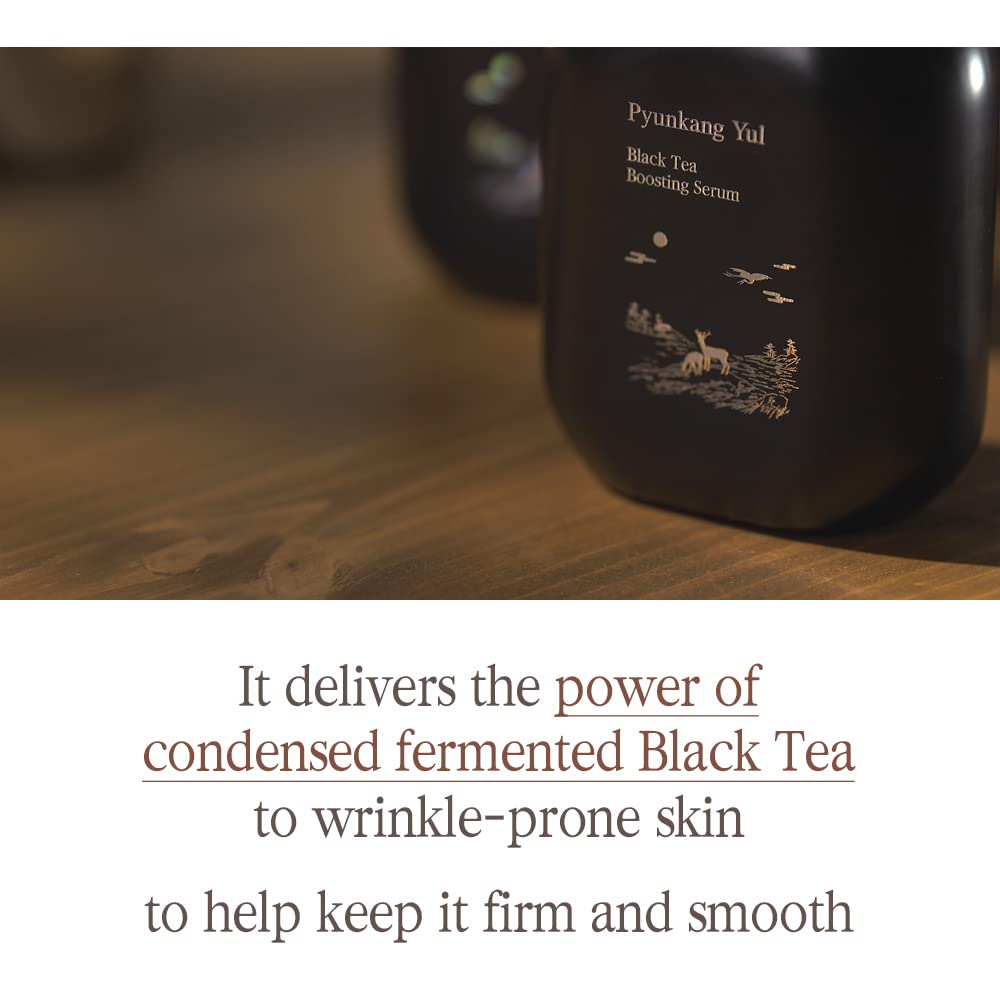[PKY] Pyunkang Yul Black Tea Boosting Serum for Firm & Dull Skin, Kombucha Fermented Black Tea with Peptides for Fine Line Care, Korean Skincare (45 ml)