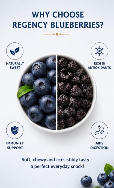 Regency Premium Dried Blueberries 75g | Natural Healthy Snack | Rich in Antioxidants & Dietary Fiber | No Added Preservatives