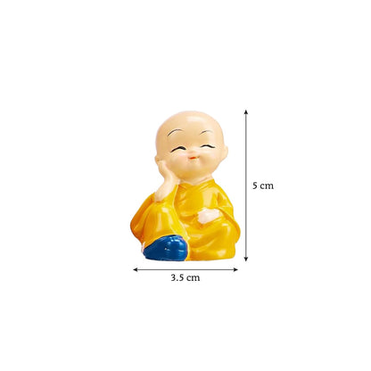 Little Cute Meditating Baby Monk for Decoration (Pack of 4, Multi-Coloured)
