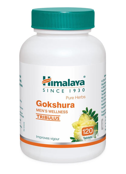 Himalaya Gokshura Men's Wellness Tribulus supplement bottle on a white background