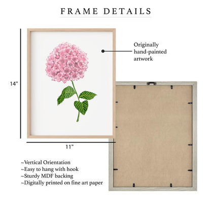 Hydrangea Floral Wall Painting| Modern Art Painting For Living Room Bed Room And Office | 11 X 14 Inches (Natural Frame)